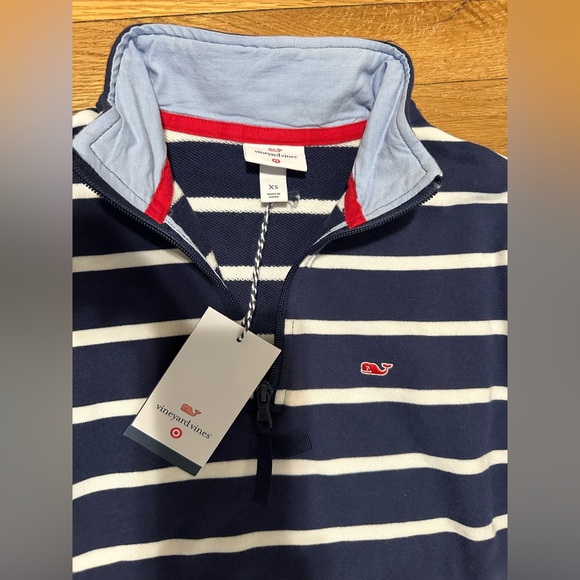 Vineyard Vines for Target Blue White Stripe 1/4 Zip Pullover Women's Size XS - Picture 3 of 4